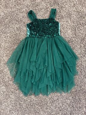 girls green sequin dress Angels Face Girls Palma 3D Tulle and Sequin Dress in Green